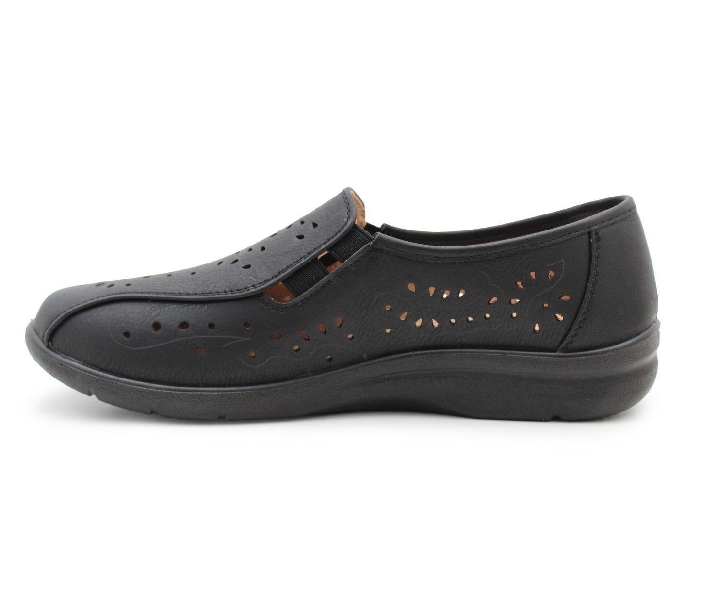 Womens Slip On Elastic Loafers Flat Ladies Casual Breathable Office Nurse Pumps Shoes Black