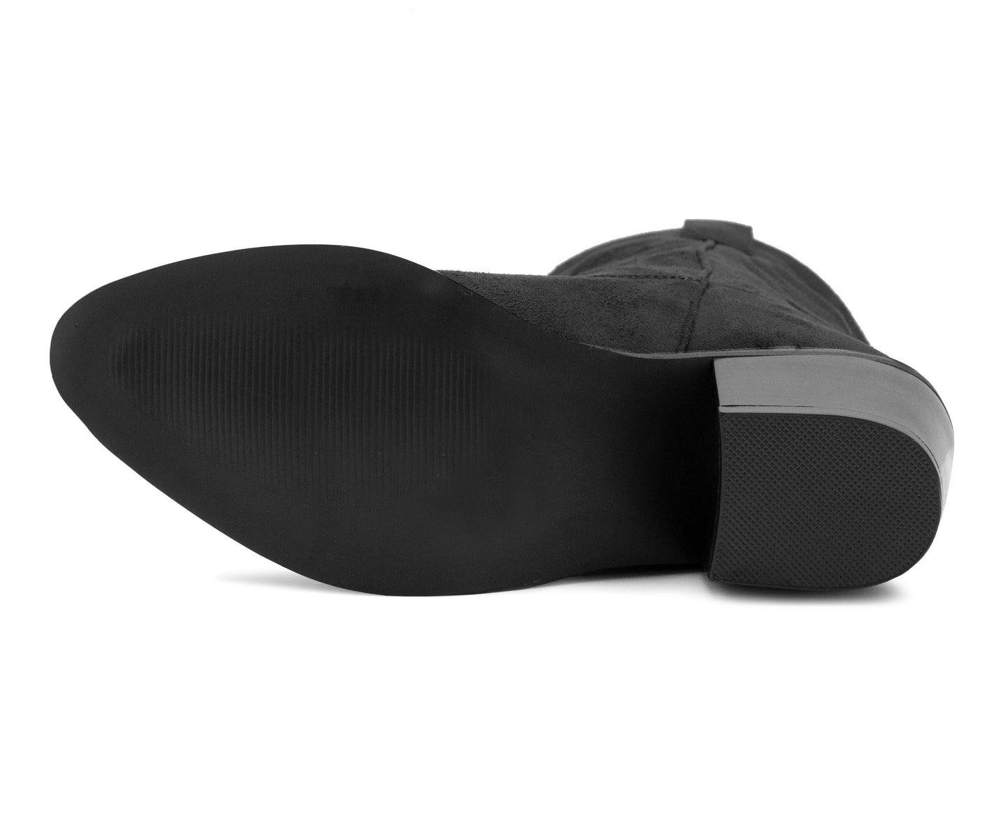 Womens Cowboy Boots Mid Calf Western Black Faux Suede Leather Embroidered Cowgirl Boot Pull On Block Heel Pointed Toe Boots