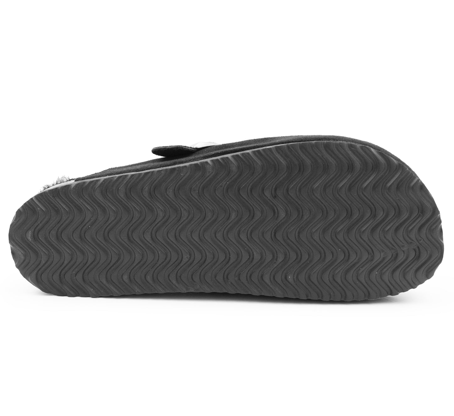 Mens Winter Slippers Faux Fur Lined Suede Clogs Slip On Adjustable Buckle Cork Footbed Backless Mules Houseshoes Slippers