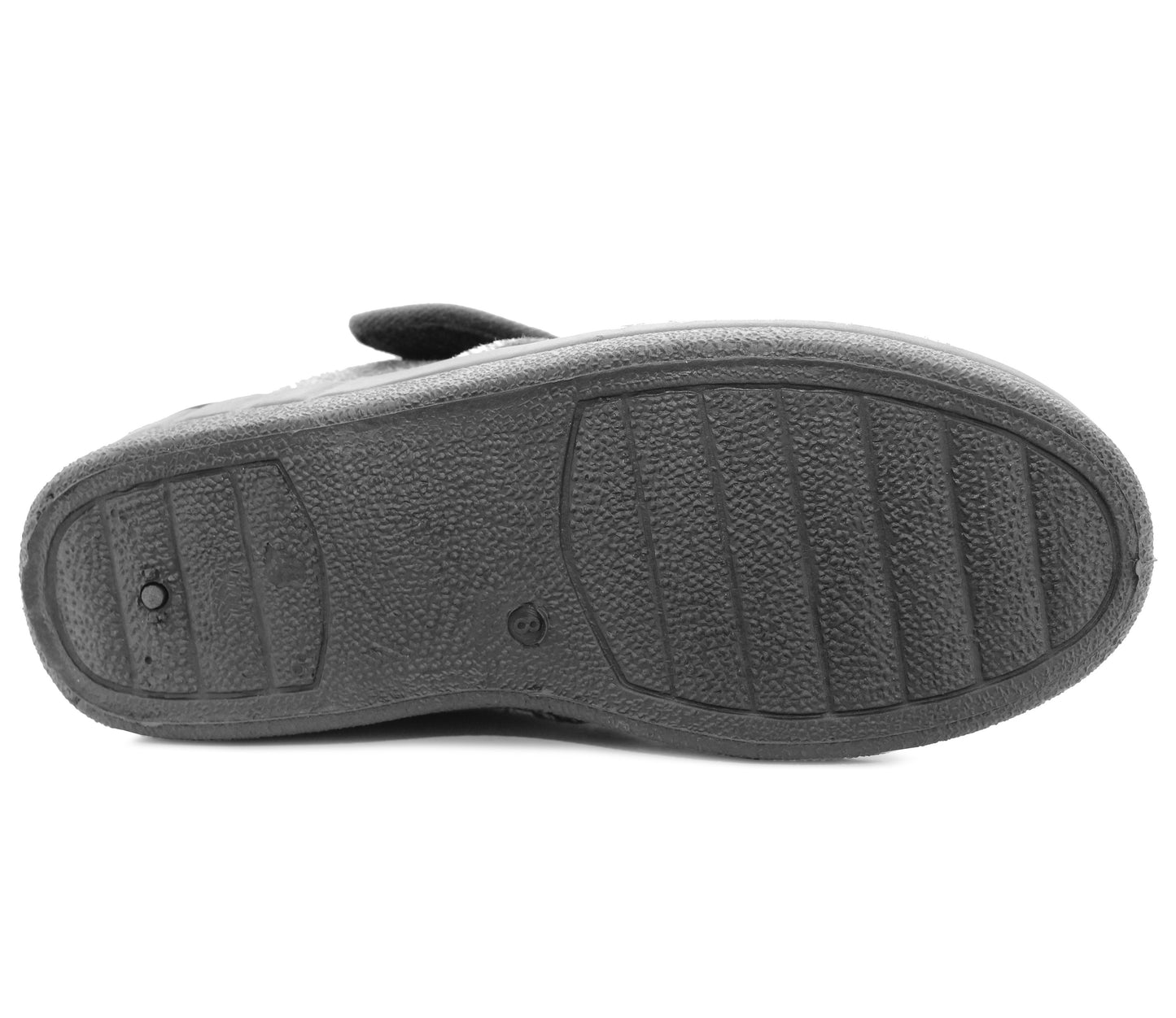 Mens Black Ankle Boot Slippers High Top Wide Opening Touch Fasten Slip On House Shoes