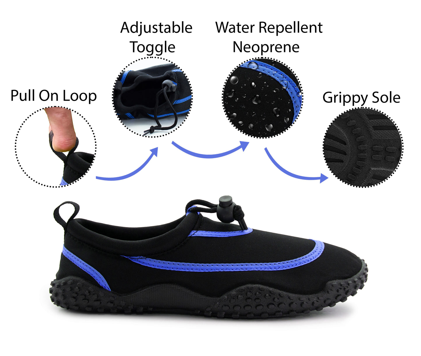 Mens Wet Shoes Wetsuit Water Socks Aqua Sports Adjustable Toggle Sea Beach Quick Dry Pool Side Swimming Surf Shoes