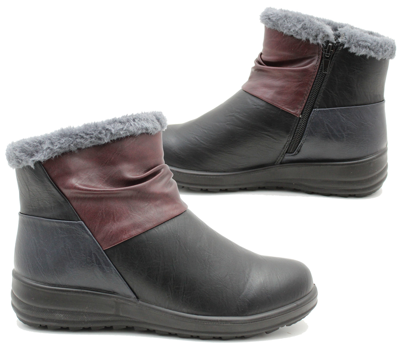 Womens Faux Fur Lined Winter Boots Ladies Warm Zip Up Casual Lightweight Ankle Boots