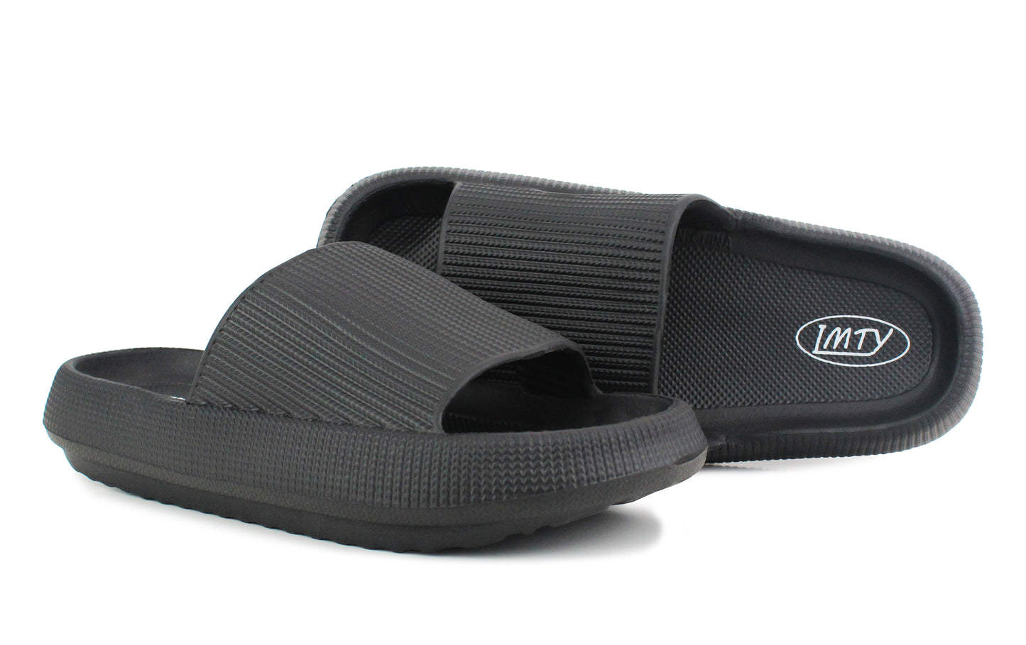 Womens Ladies Fashion Slides Black Lightweight Slip On Platform Sole Anti-Slip Summer Pool Sliders Beach Sandals Massage Insole Shower Spa Bathroom Indoor Slipper Flip Flops