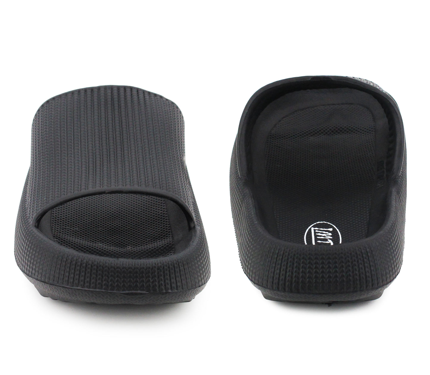 Womens Ladies Fashion Slides Black Lightweight Slip On Platform Sole Anti-Slip Summer Pool Sliders Beach Sandals Massage Insole Shower Spa Bathroom Indoor Slipper Flip Flops