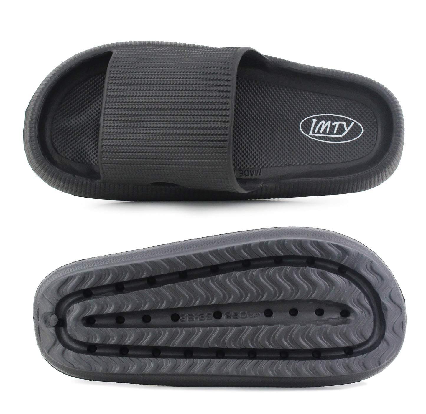 Womens Ladies Fashion Slides Black Lightweight Slip On Platform Sole Anti-Slip Summer Pool Sliders Beach Sandals Massage Insole Shower Spa Bathroom Indoor Slipper Flip Flops