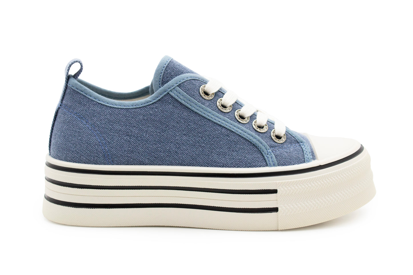 Womens Platform Canvas Trainers Denim Blue Lace Up Chunky Sole Baseball Sneakers Ladies Flat Low Top Fashion Trainer Pumps