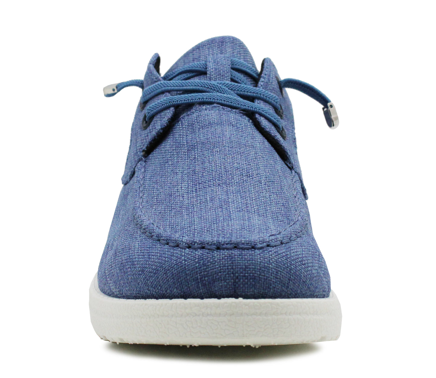 DAVINA Womens Elastic Lace Up Smart Trainers Ladies Casual Slip On Walking Blue Canvas Textile Flat Sneaker Pumps