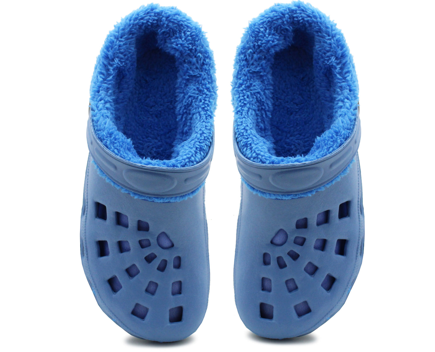 Mens Clogs Warm Fur Lined Thermal Blue Garden Clogs Slip On Lightweight EVA Slippers Indoor House Shoes Shower Sandals