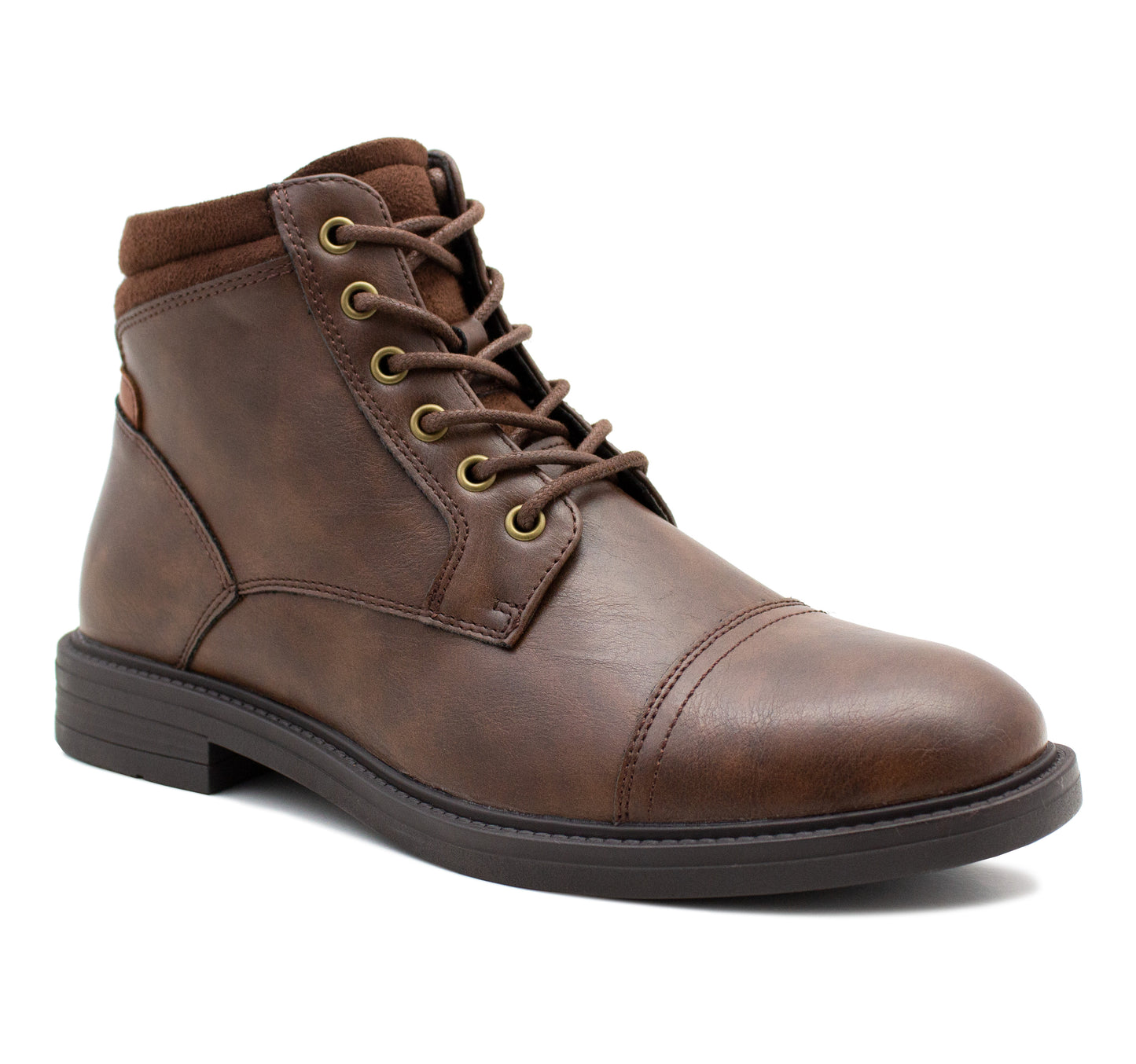 Mens Formal Derby Ankle Boots Brown Faux Leather Lace Up Side Zip Smart Casual Fashion Boot Dress Shoes