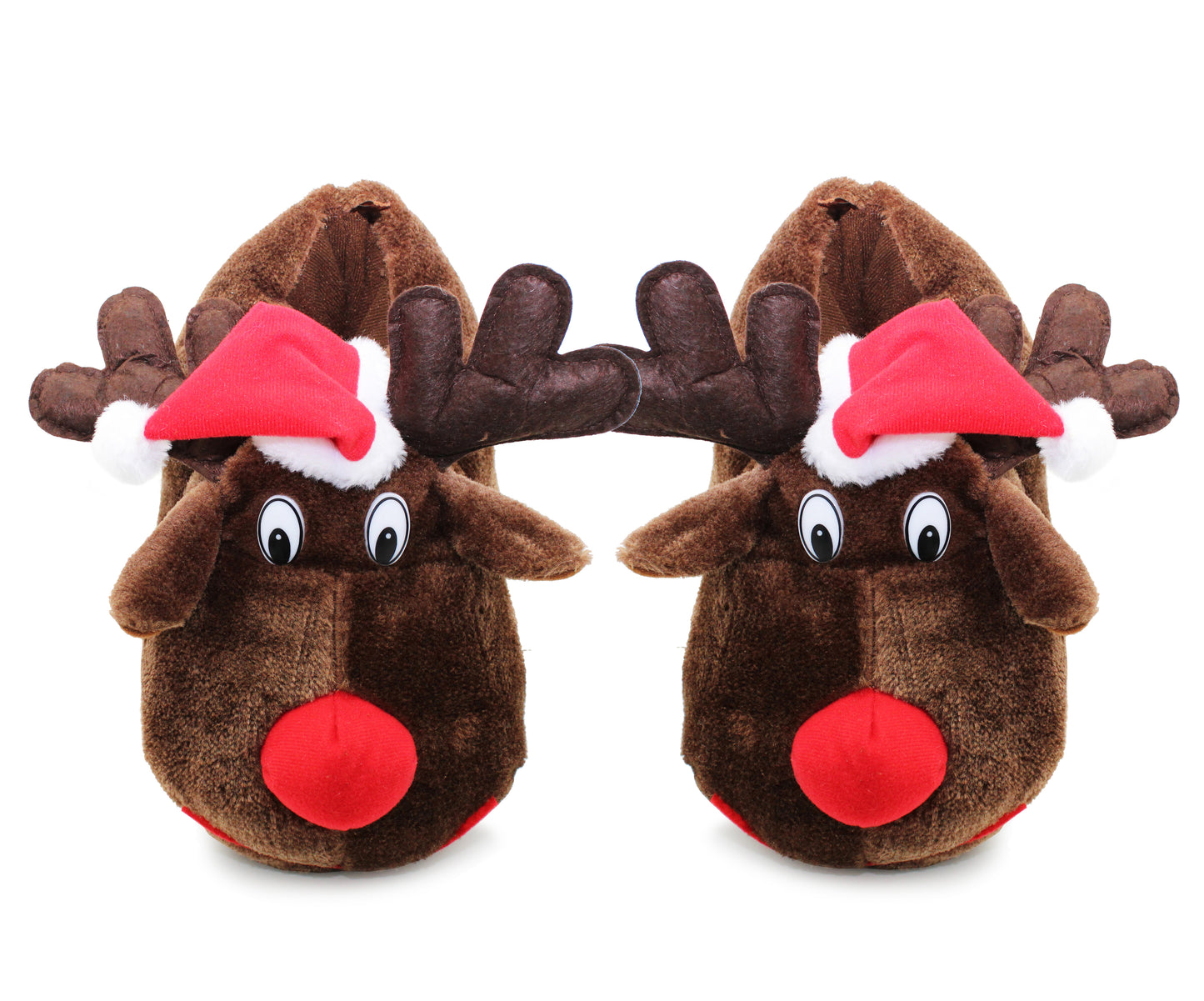 Womens Christmas Reindeer Slippers Plush House Shoes Novelty Festive Character Fun Xmas Furry Slippers