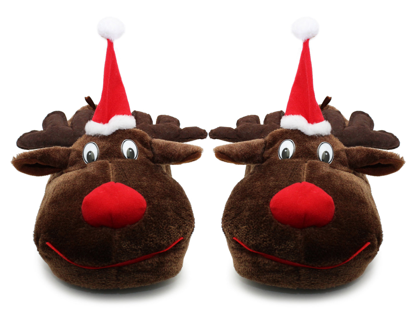 Womens Christmas Reindeer Slippers Plush House Shoes Novelty Festive Character Fun Xmas Furry Slippers