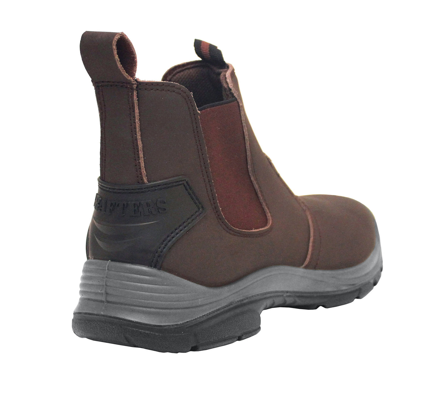 Mens Lightweight Brown Leather Safety Steel Toe Slip On Twin Gusset Work Dealer Boots Shoes