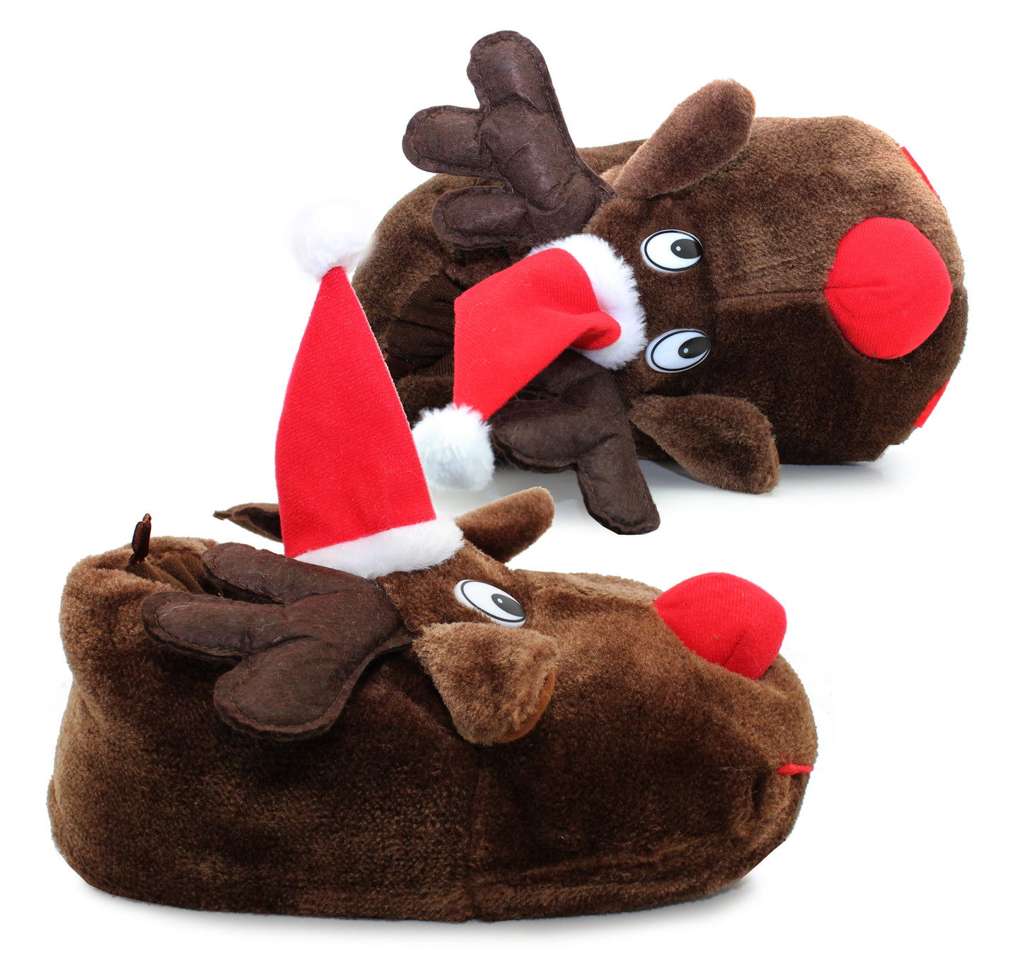 Womens Christmas Reindeer Slippers Plush House Shoes Novelty Festive Character Fun Xmas Furry Slippers
