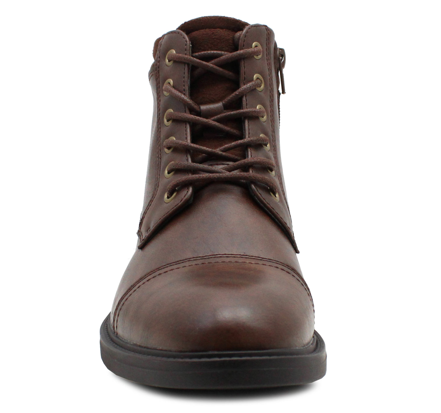 Mens Formal Derby Ankle Boots Brown Faux Leather Lace Up Side Zip Smart Casual Fashion Boot Dress Shoes