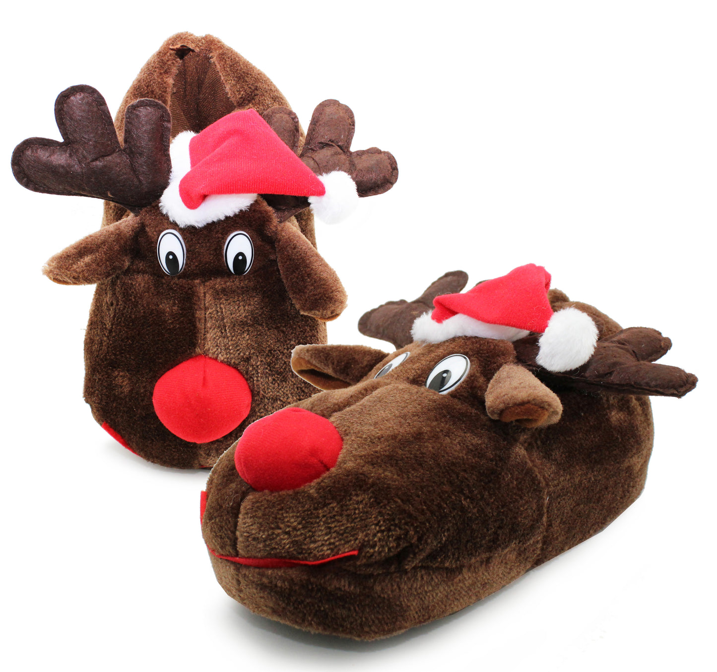 Womens Christmas Reindeer Slippers Plush House Shoes Novelty Festive Character Fun Xmas Furry Slippers