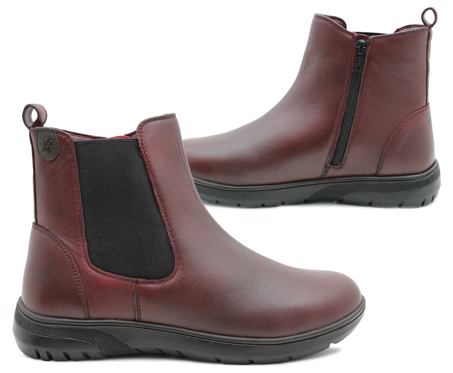 Womens Genuine Wine Leather Chelsea Boots Zip Up Smart Casual Fashion Dealer Ankle Boots