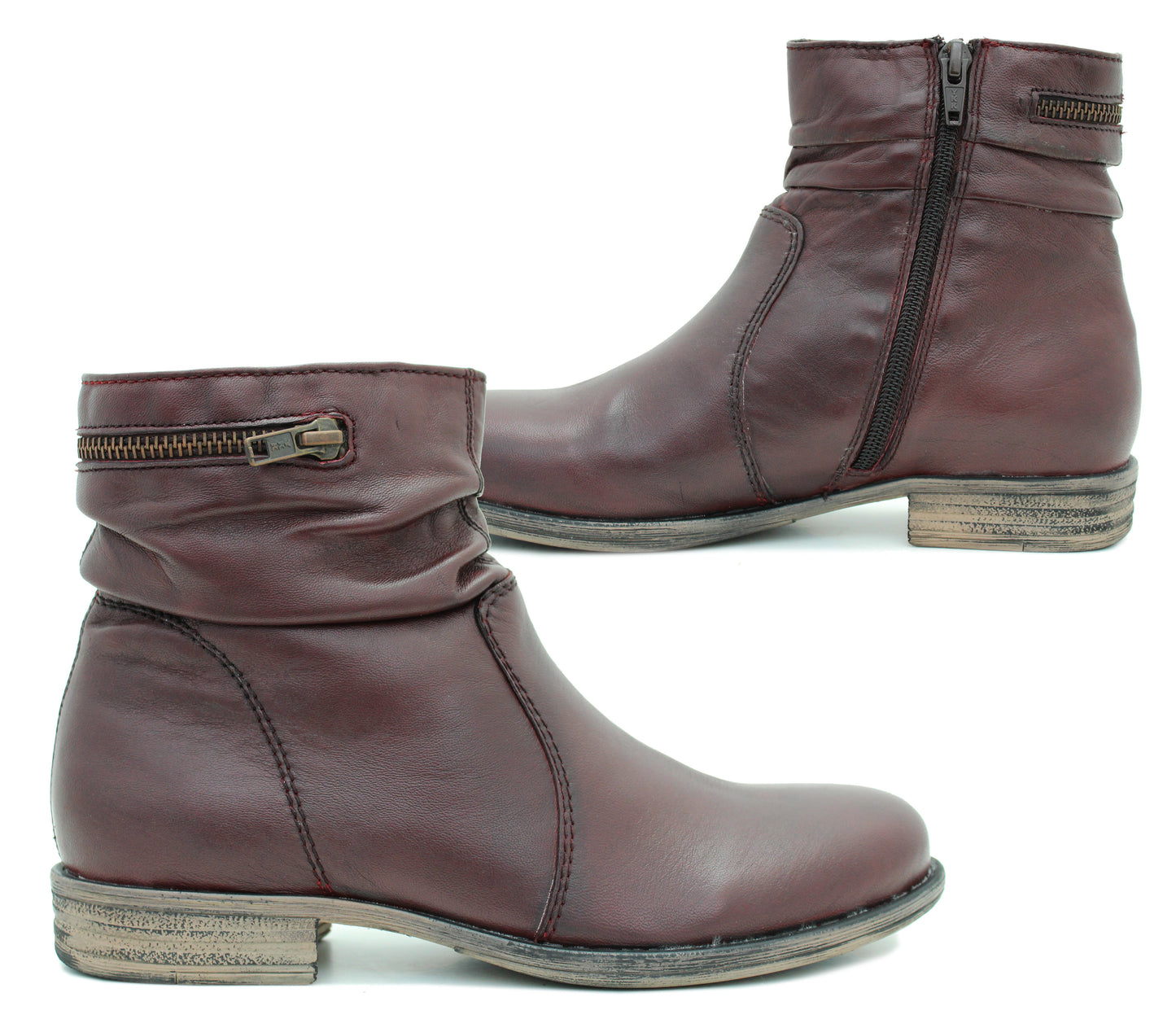 Dr Keller Womens Genuine Leather Burgundy Zip Up Ladies Fashion Chelsea Ankle Boots