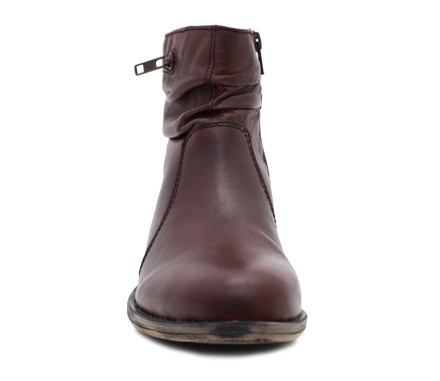 Dr Keller Womens Genuine Leather Burgundy Zip Up Ladies Fashion Chelsea Ankle Boots