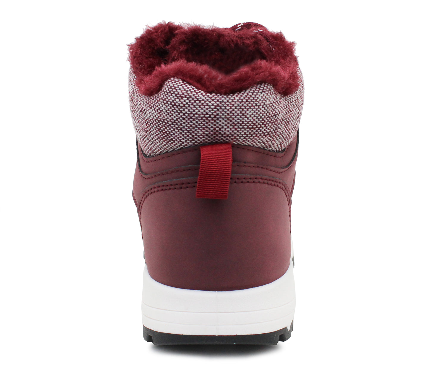 Womens Thermal Hiking Boots Burgundy Warm Faux Fur Lined Insulated Lace Up Trekking Ankle Snow Boots
