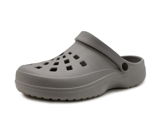 Mens Clogs Grey Lightweight EVA Garden Breathable Slip On Beach Hospital Nurse Kitchen Water Shoes Mules House Shoes Sandals