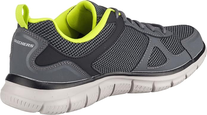 Skechers Men's Track Bucolo Trainers Oxford 52630 Memory Foam Lightweight Sneakers Grey Lime