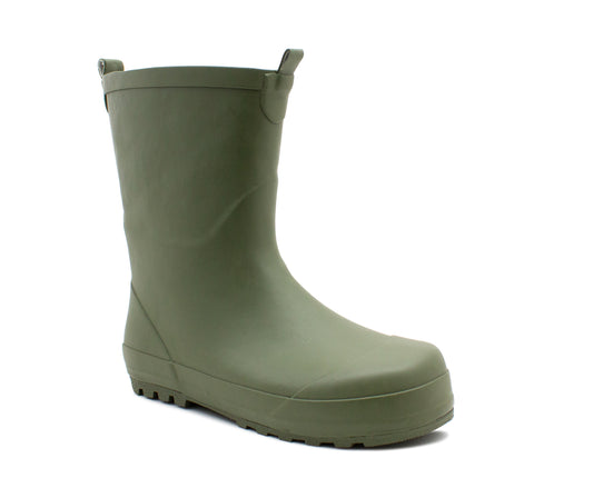Womens Mid Calf Wellies Khaki Green Waterproof Rain Boot Ladies Snow Slip On Festival Farm Gardening Mud Snow Outdoor Wellington Boots