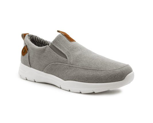 Mens Grey Canvas Slip On Trainers Elastic Twin Gusset Denim Casual Fashion Trainer Sneaker Pumps