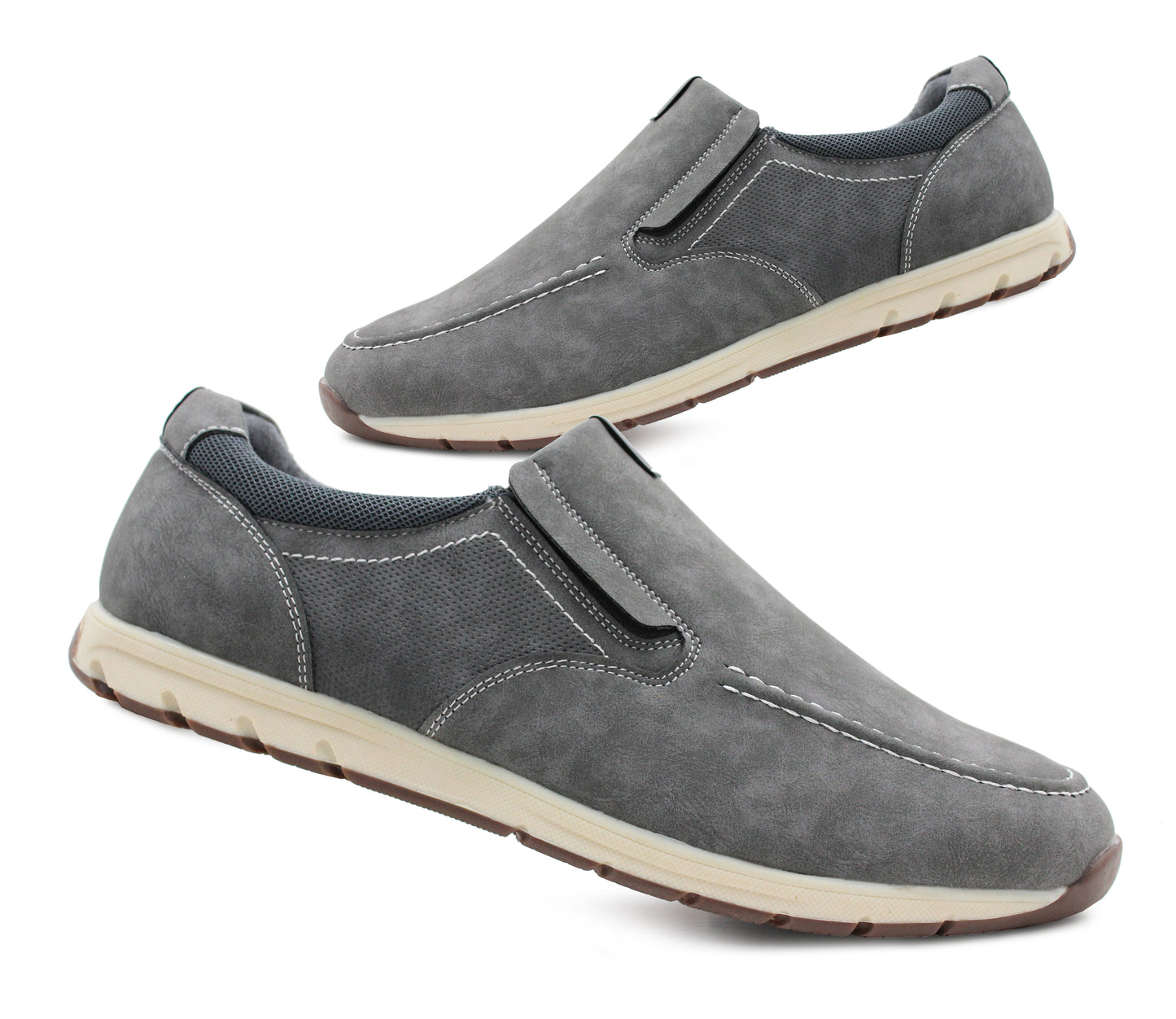KIAN Mens Casual Slip On Driving Loafers in Grey