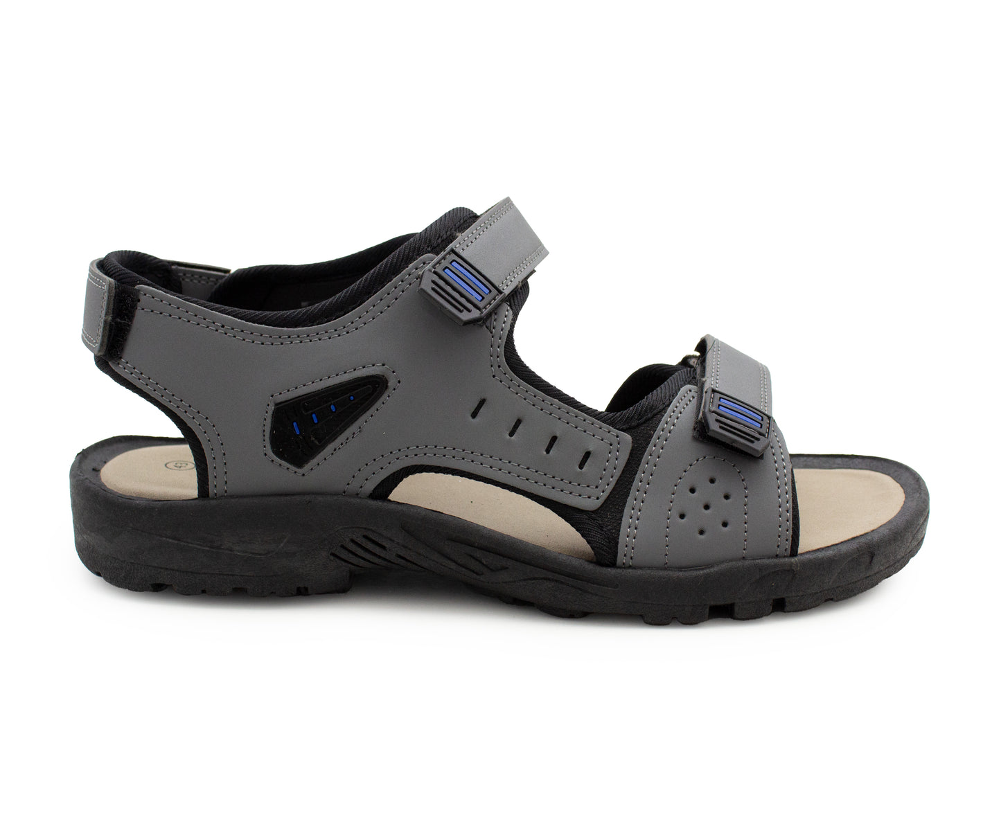 Mens Sports Sandals Grey Hiking Outdoor Easy Fasten Triple Touch Close Straps Trekking Beach Walking Water Summer Shoes