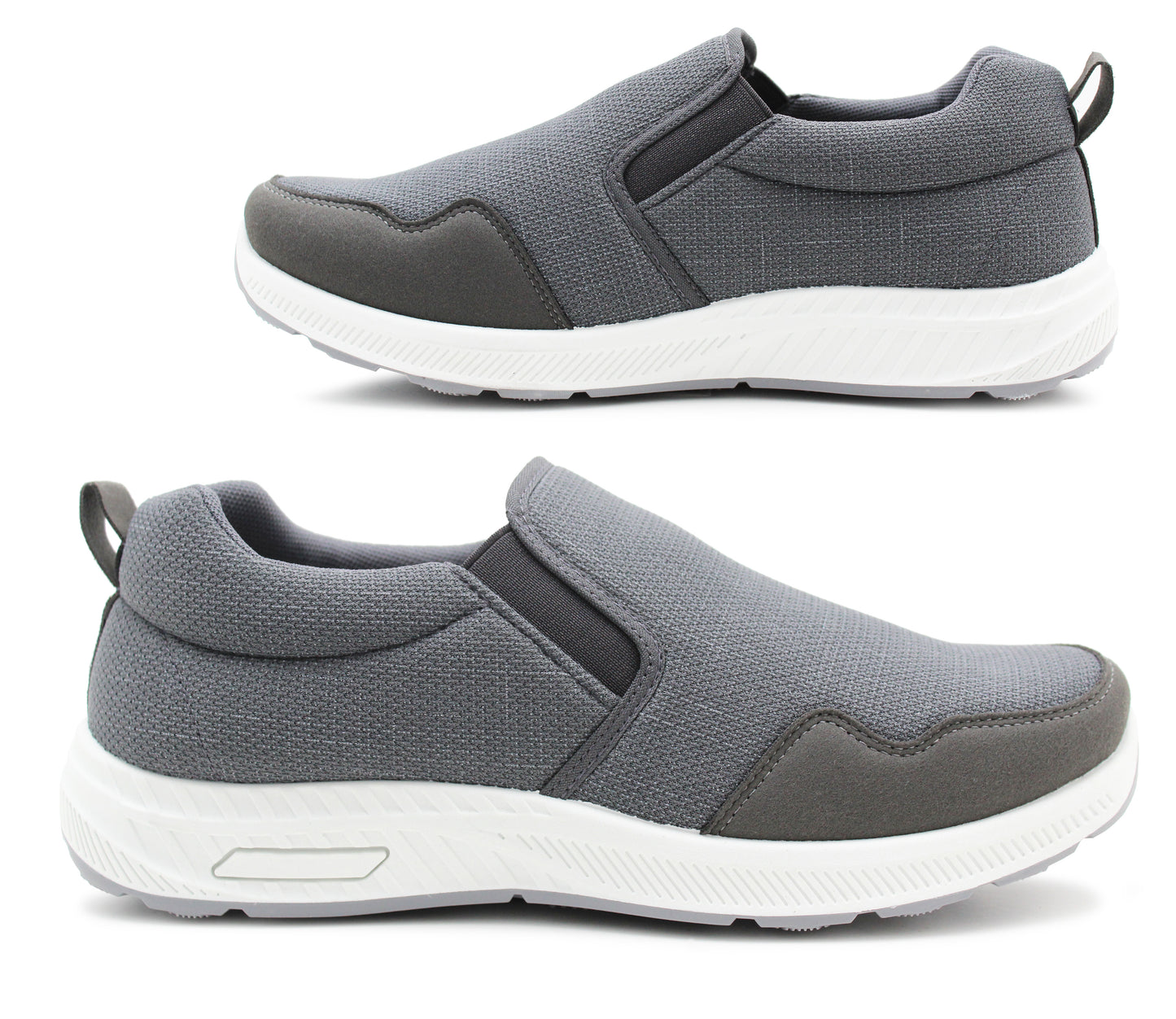 Mens Breathable Mesh Slip On Trainers Casual Flat Sneaker Pumps Grey