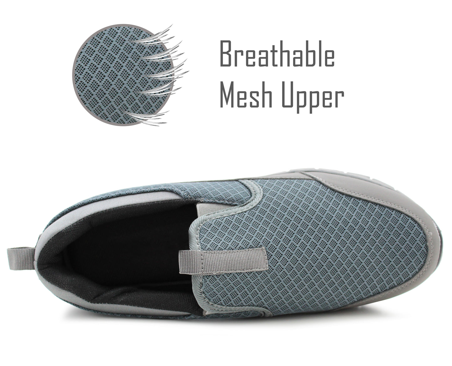 Mens Lightweight Memory Foam Grey Trainers Breathable Mesh Slip On Casual Sneaker Pumps Trainers