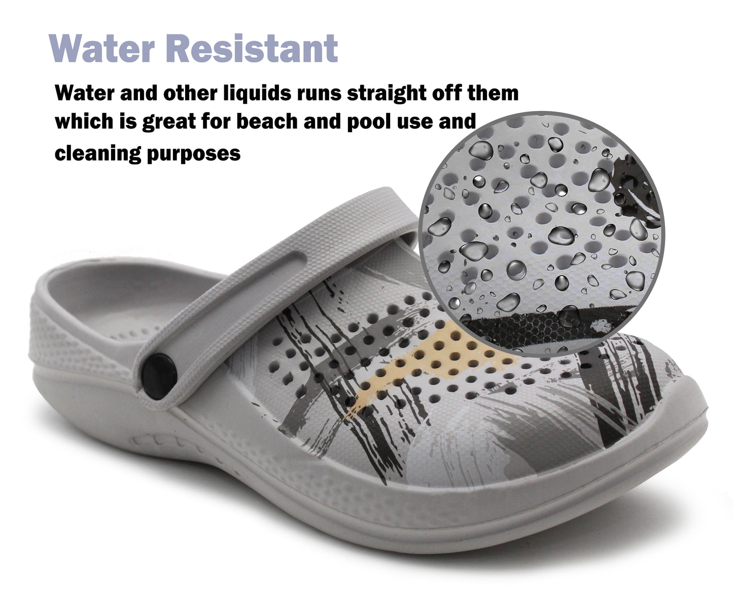 Womens Clogs Lightweight Breathable Grey Multi EVA Beach Summer Mules Sandals Ladies Garden Clog Hospital Shower Pool Shoes