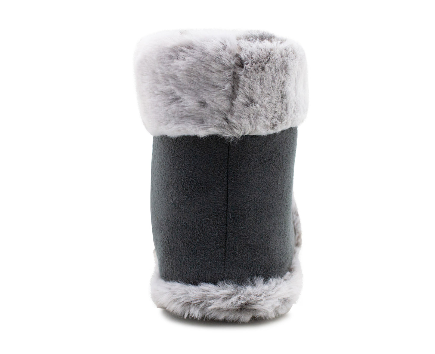 Womens Faux Fur Slipper Boots Warm Lined Ladies Plush Slippers Ankle Booties Lightweight Cosy Winter House Shoes Non-slip Sole Bootees Grey