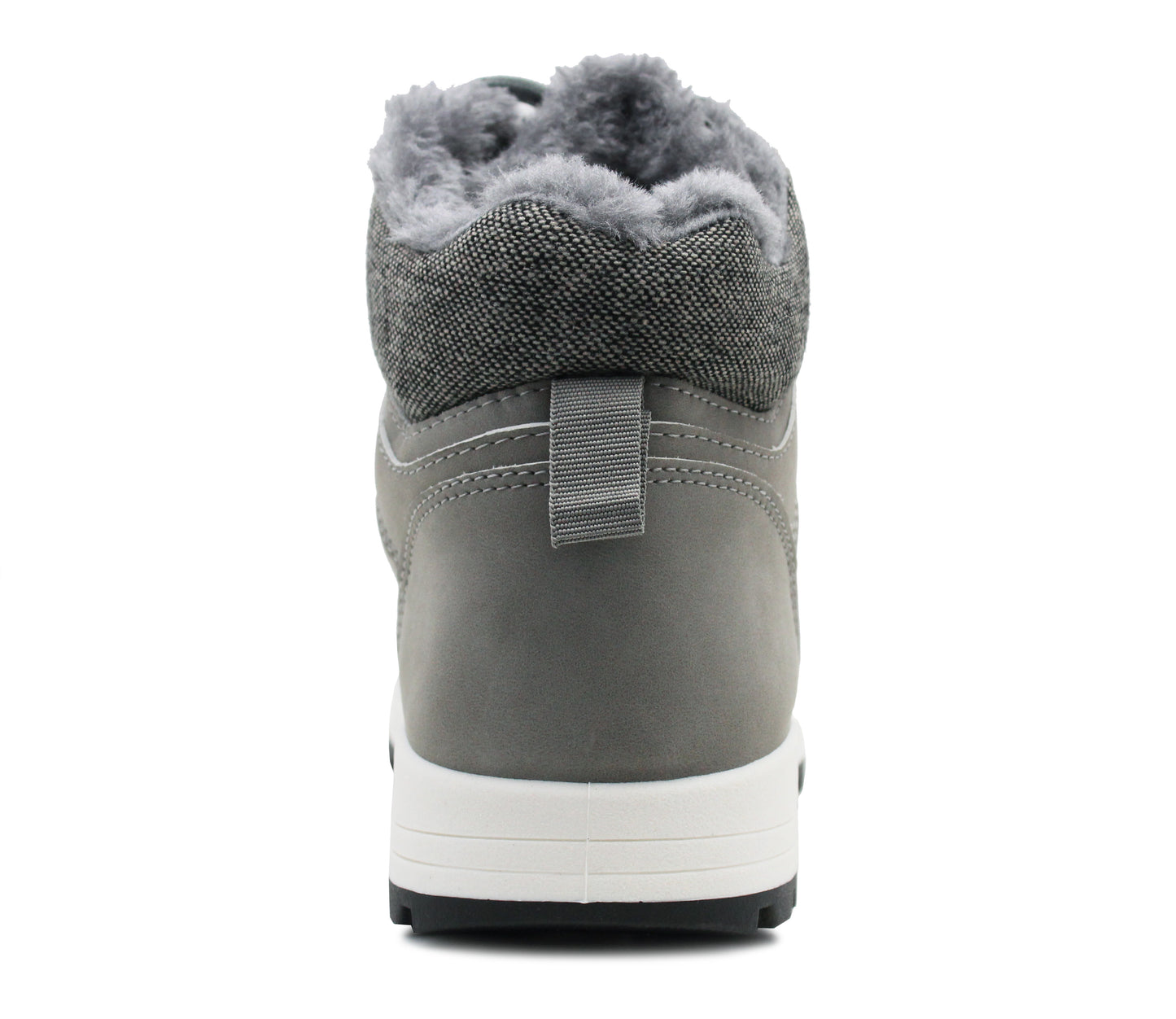Womens Thermal Hiking Boots Grey Warm Faux Fur Lined Insulated Lace Up Trekking Ankle Snow Boots