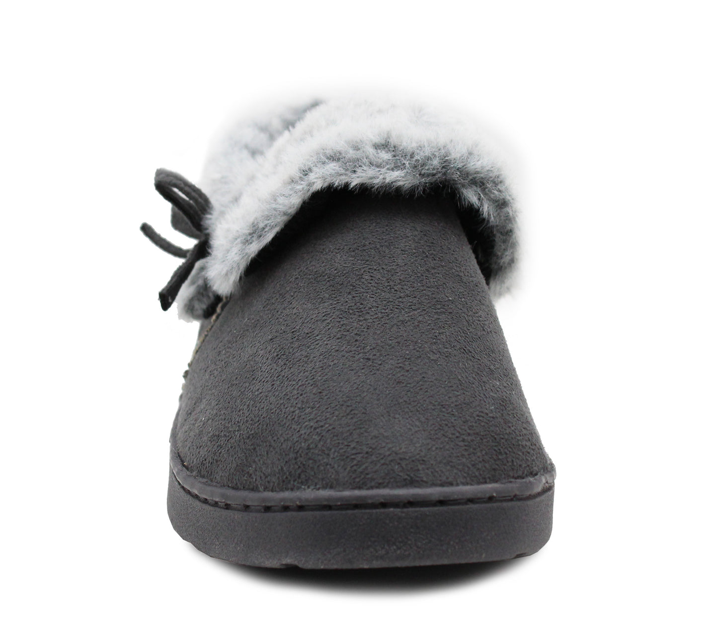Ladies Faux Fur Lined Slippers Womens Warm Winter Slip On Hard Sole House Shoes