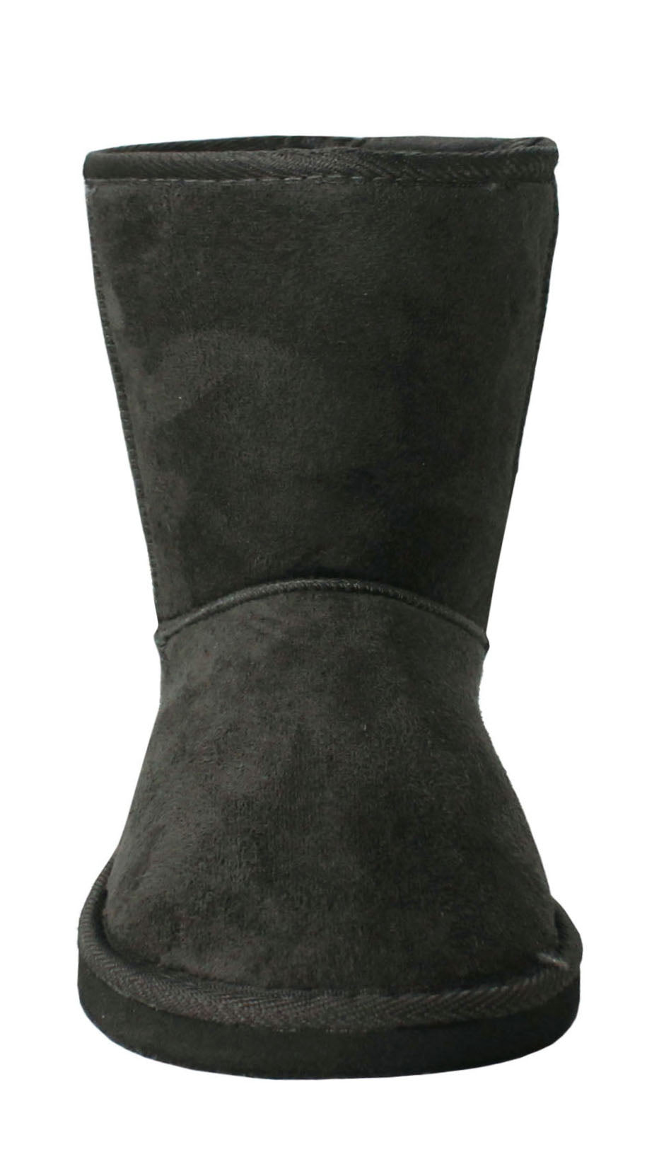 Girls Youth Kids Faux Suede Warm Fur Lined Slip On Mid Calf Snow Winter Grey Boots