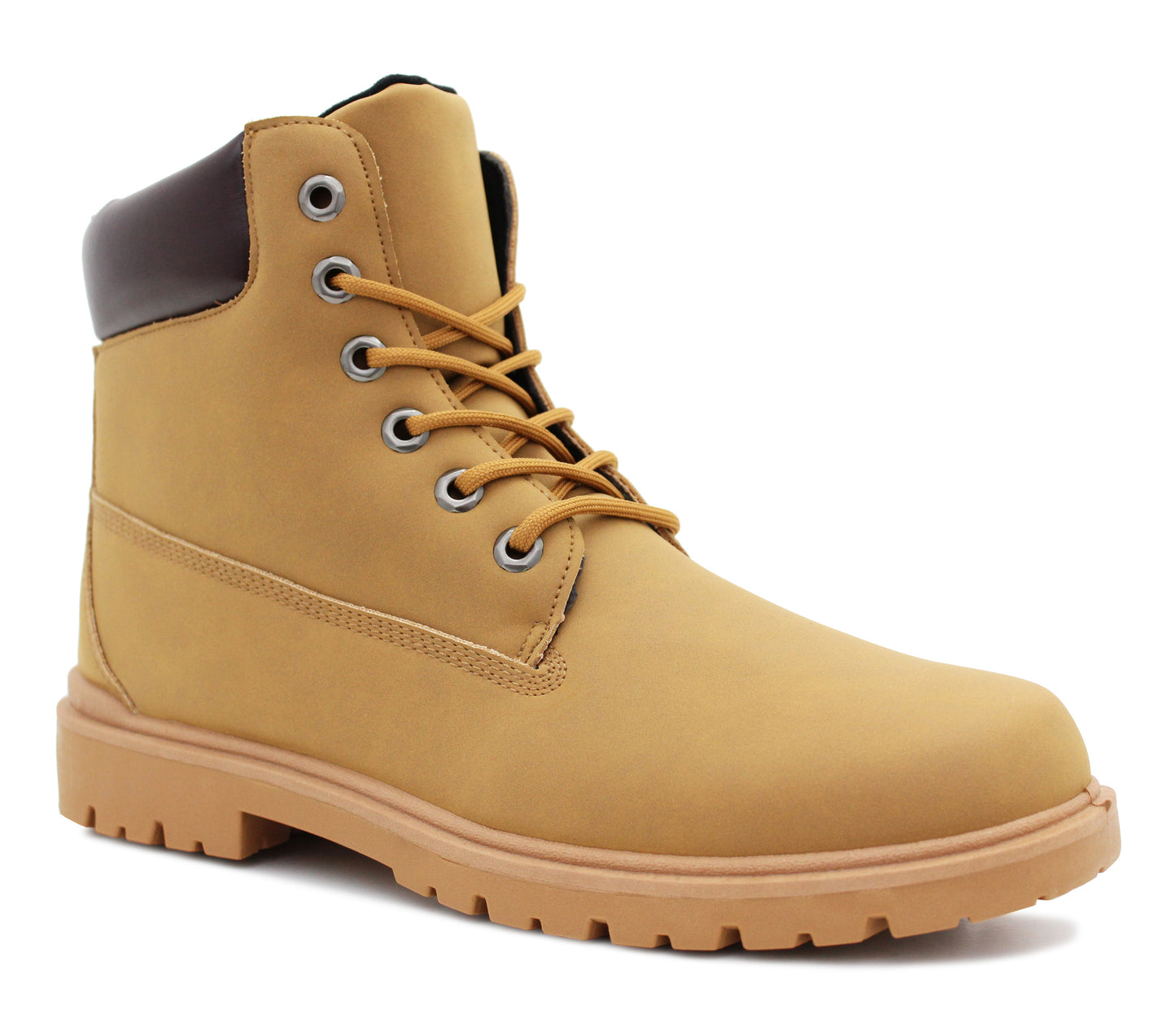 Mens Lace Up Fashion Camel Combat Boots High Top Padded Collar Hiking Chelsea Ankle Boots