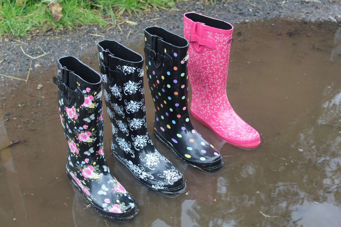 Womens Adjustable Calf Wellies Waterproof Ladies Fashion Festival Dog Walking Rain Mud Wellington Boots