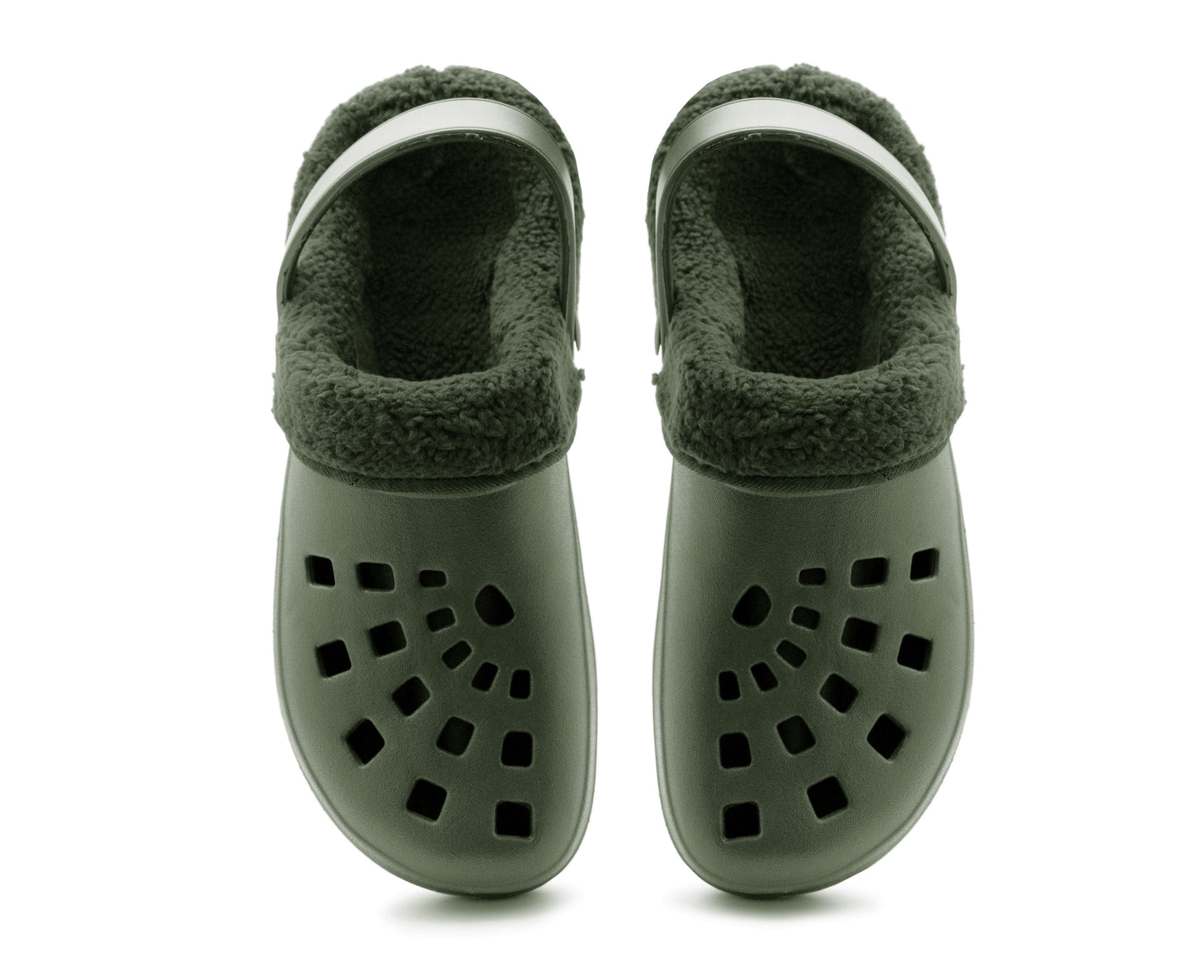 Mens Clogs Warm Fur Lined Thermal Garden Khaki Clogs Slip On Lightweight EVA Slippers Indoor House Shoes Shower Sandals