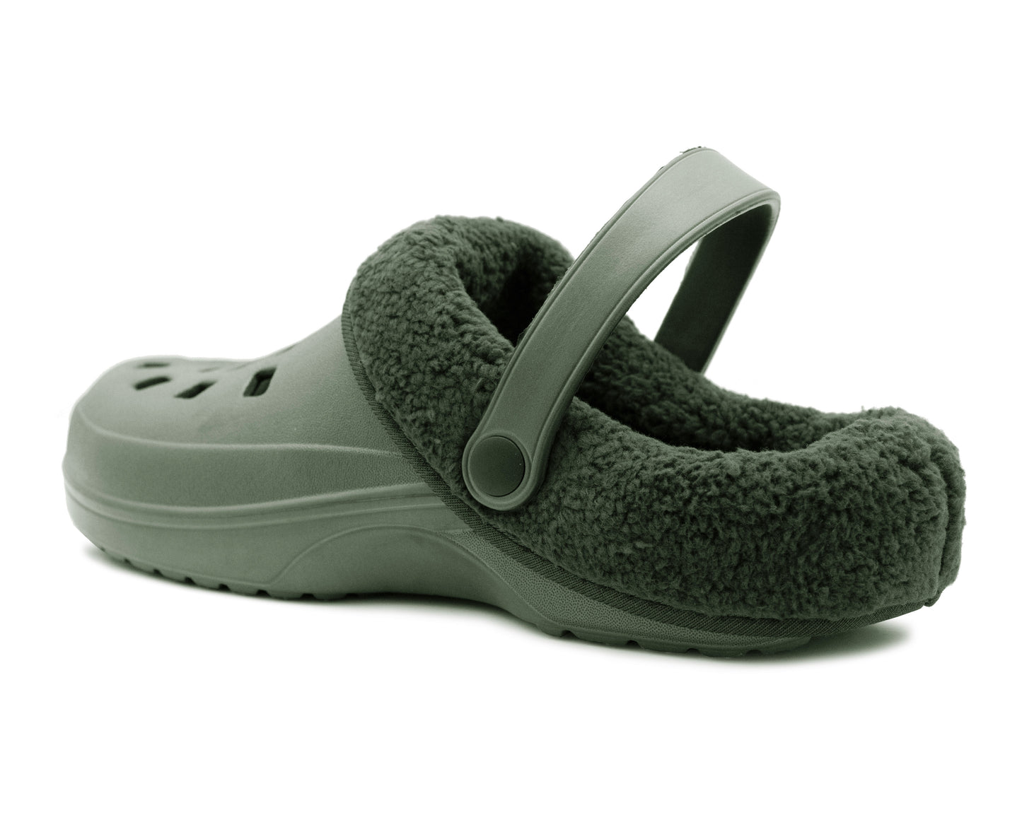 Mens Clogs Warm Fur Lined Thermal Garden Khaki Clogs Slip On Lightweight EVA Slippers Indoor House Shoes Shower Sandals