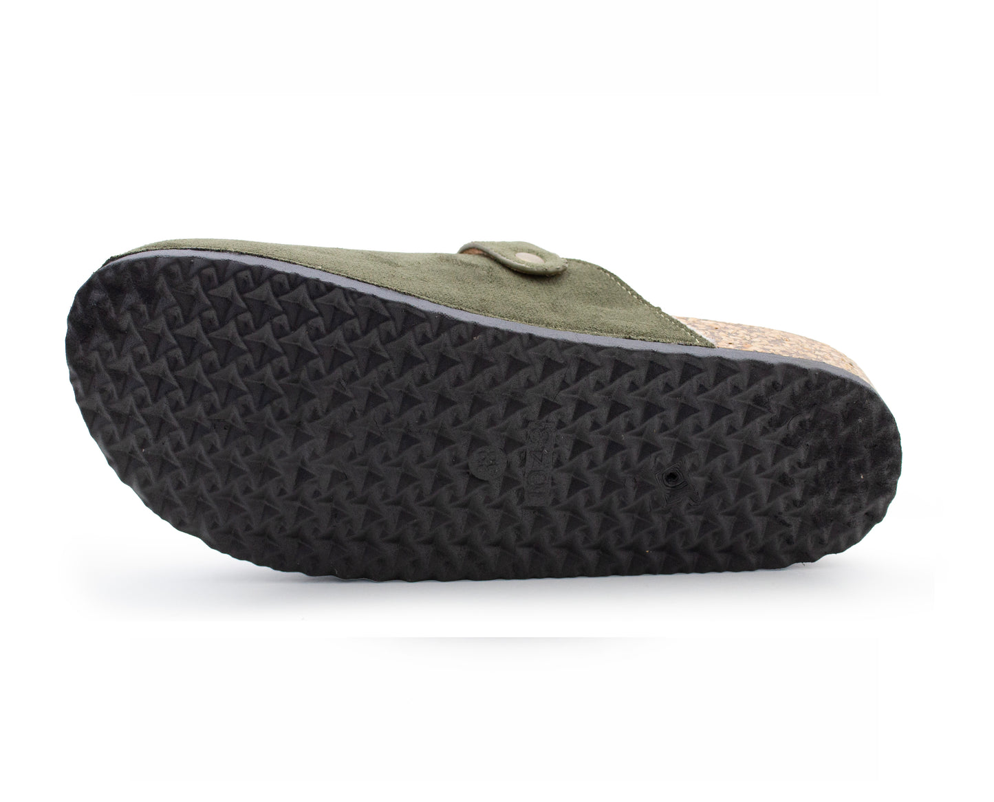 Womens Faux Suede Clogs Slip On Adjustable Buckle Cork Footbed Arch Support Ladies Backless Mules Flat Casual Slippers Khaki