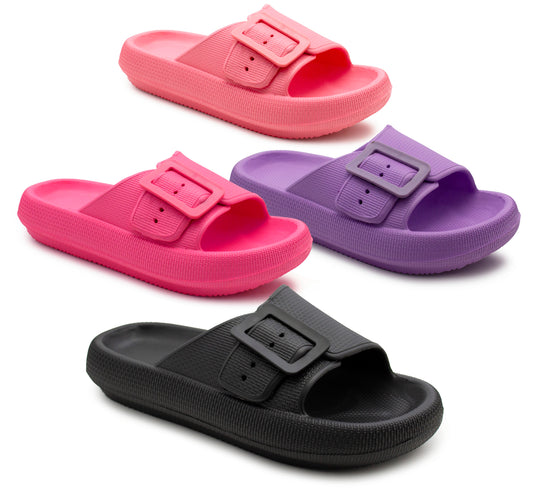 Womens Cloud Sliders Lightweight EVA Slippers Ladies Platform Sole Adjustable Fashion Slides Slip On Beach Pool Chunky Flip Flops