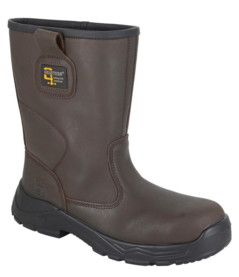 Mens Brown Leather Steel Toe Cap S3 Waterproof Full Safety Rigger Work Boots