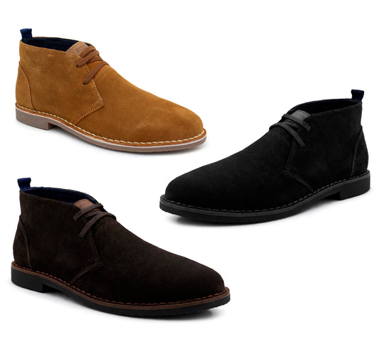 Mens Suede Leather Chukka Boots Lace Up Desert Boots Smart Casual Ankle Shoes