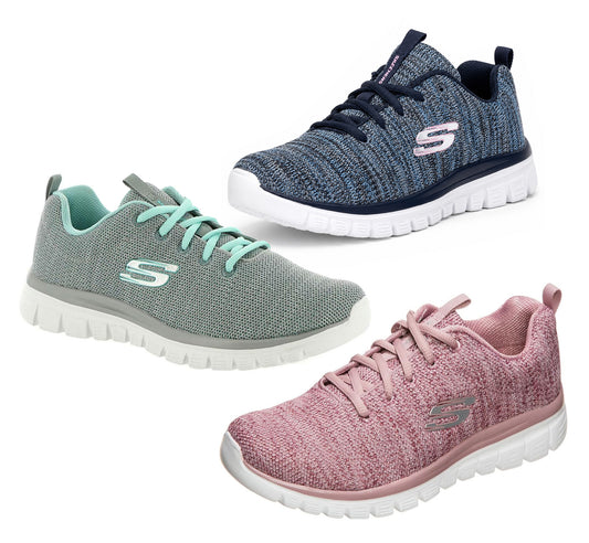 Skechers Womens Graceful TWISTED FORTUNE Ladies Lightweight Memory Foam Sneakers
