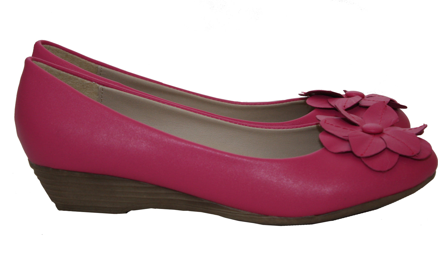 WOMENS LADIES LOW WEDGE HEEL BALLET PUMPS OFFICE WORK CASUAL COURT SHOES