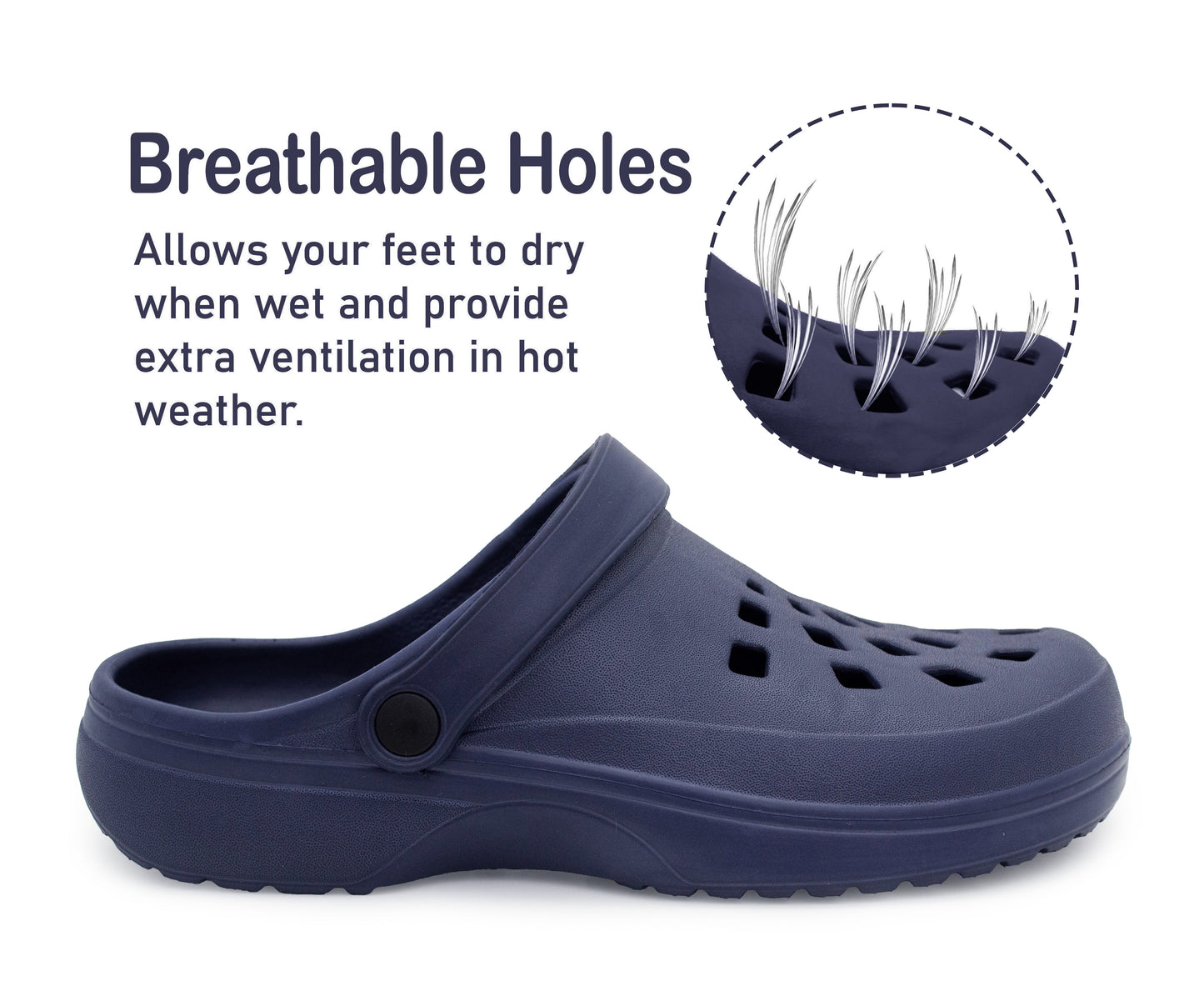 Mens Clogs Navy Lightweight EVA Garden Breathable Slip On Beach Hospital Nurse Kitchen Water Shoes Mules House Shoes Sandals