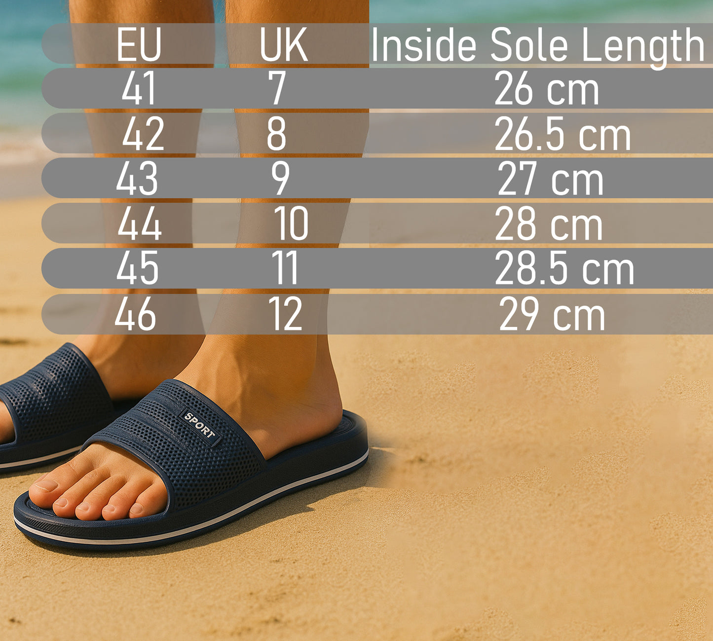 Mens Sliders EVA Slippers Pool Slide Navy Lightweight Bathroom Shower Beach Flip Flops Sports Leisure Sandals