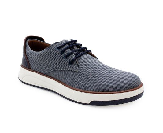 Mens Canvas Lace Up Trainers Soft Touch Foam Insole Navy Denim Casual Smart Fashion Trainer Sneaker Pumps