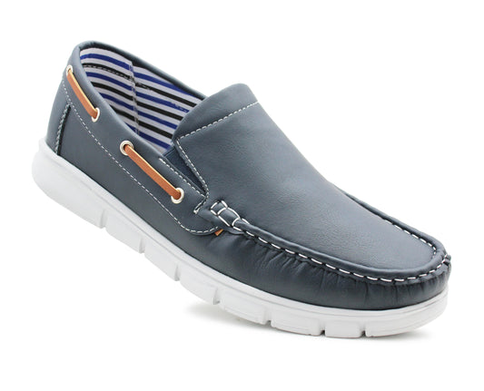 Mens Slip On Boat Shoes Deck Navy Trainers Lightweight Elastic Twin Gusset Casual Flat Low Top Sneaker Pumps